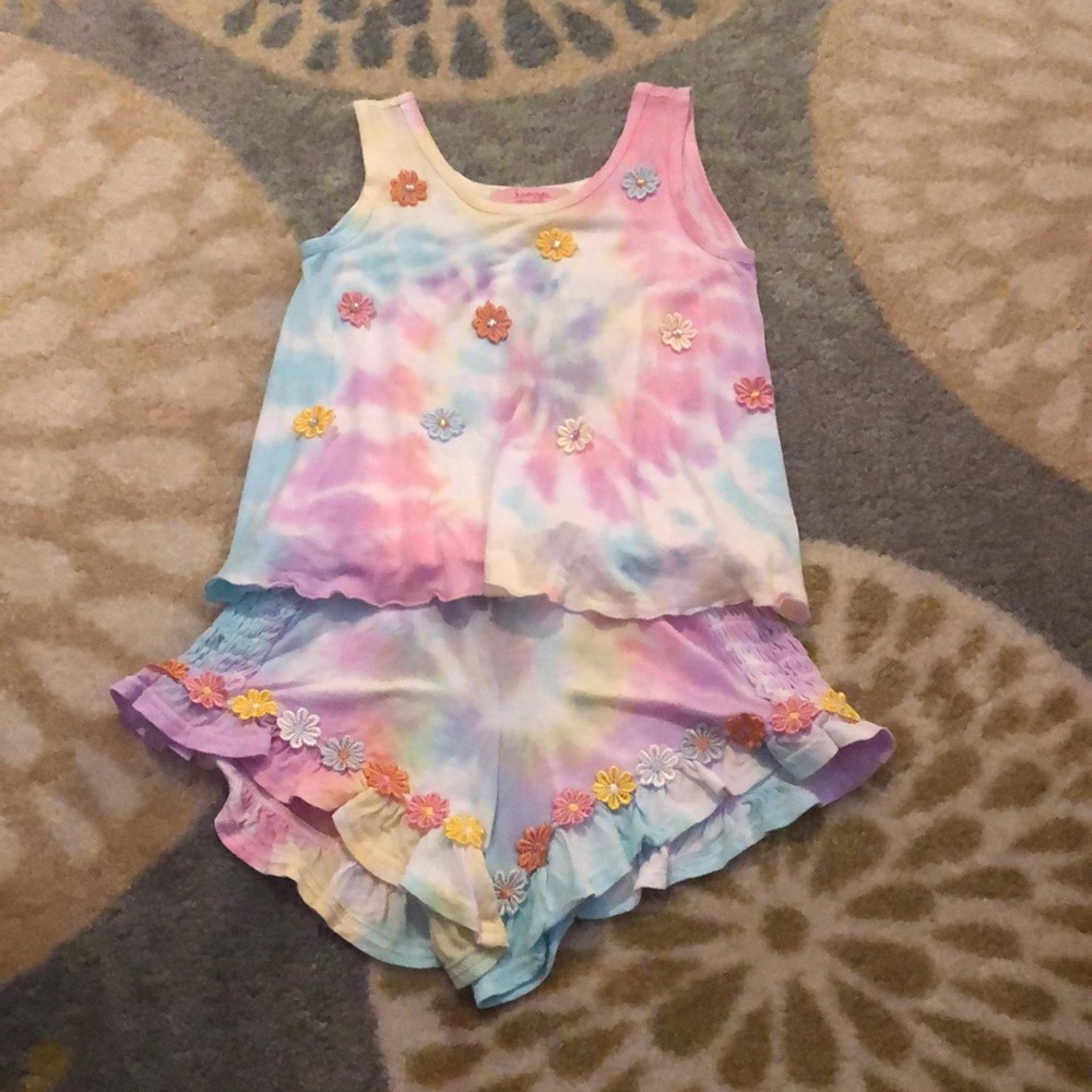 🌸Girls Tie-Dye Floral Ruffle Set sz. 2T🌸